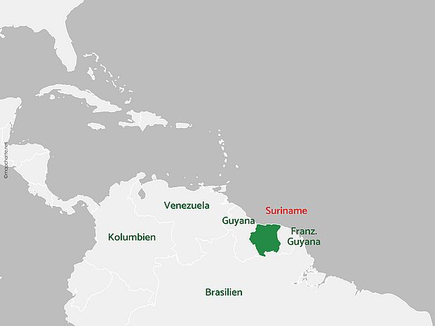 Karte von Suriname - erstellt mit ©Mapchart