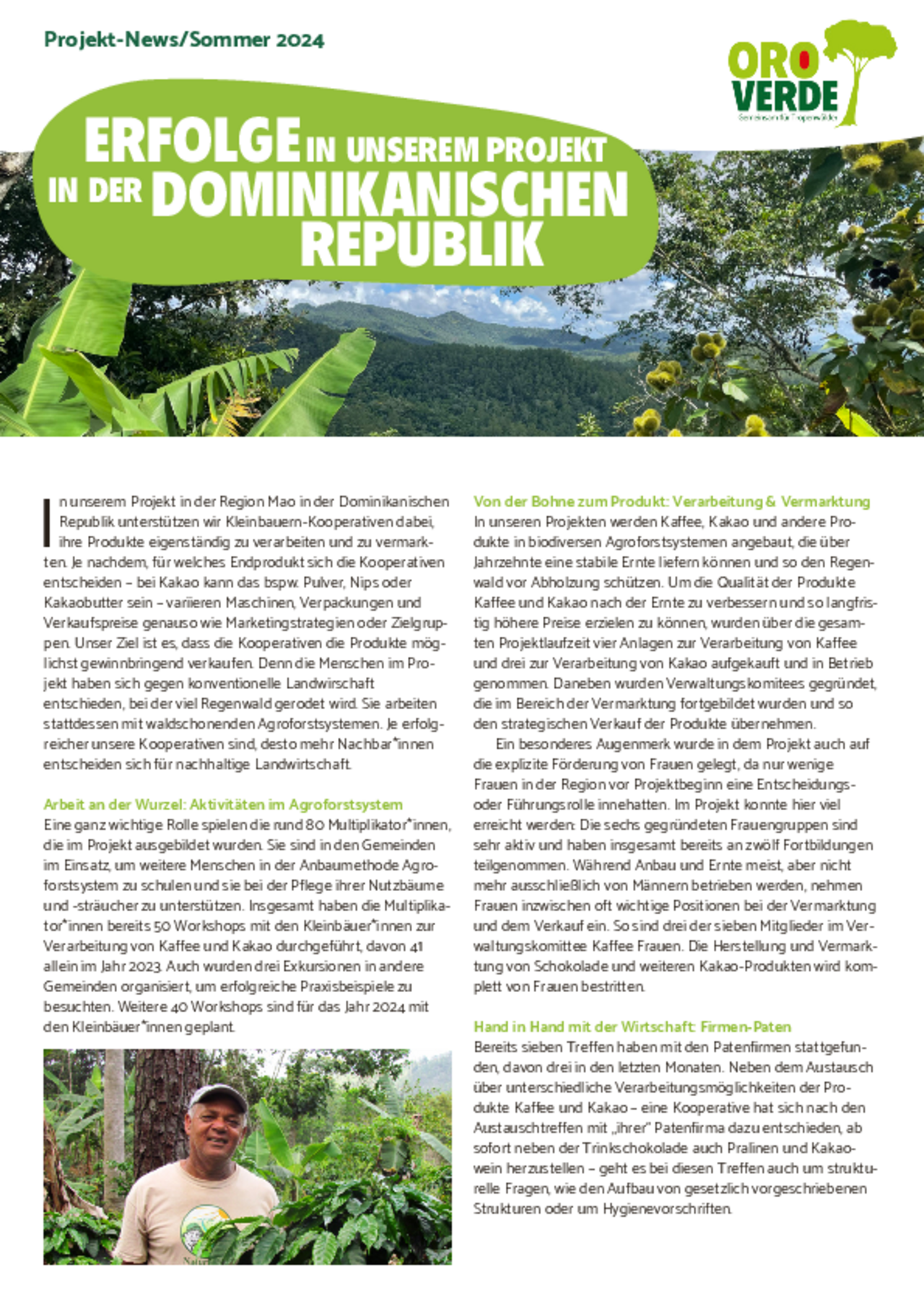 OroVerde Fortschrittsbericht Dominikanische Republik 2024