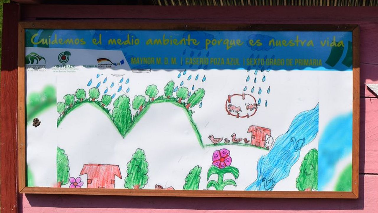 Schild Bildung zum Wasserschutz in Guatemala 