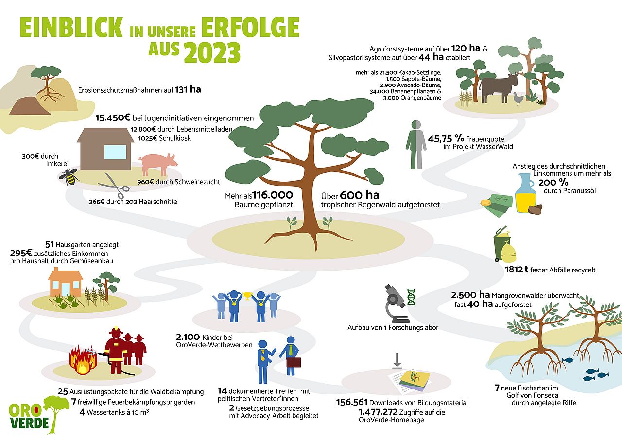 Die Erfolge der Stiftung in Zahlen | Infografik ©OroVerde - E. Bakker/ M. Brähler