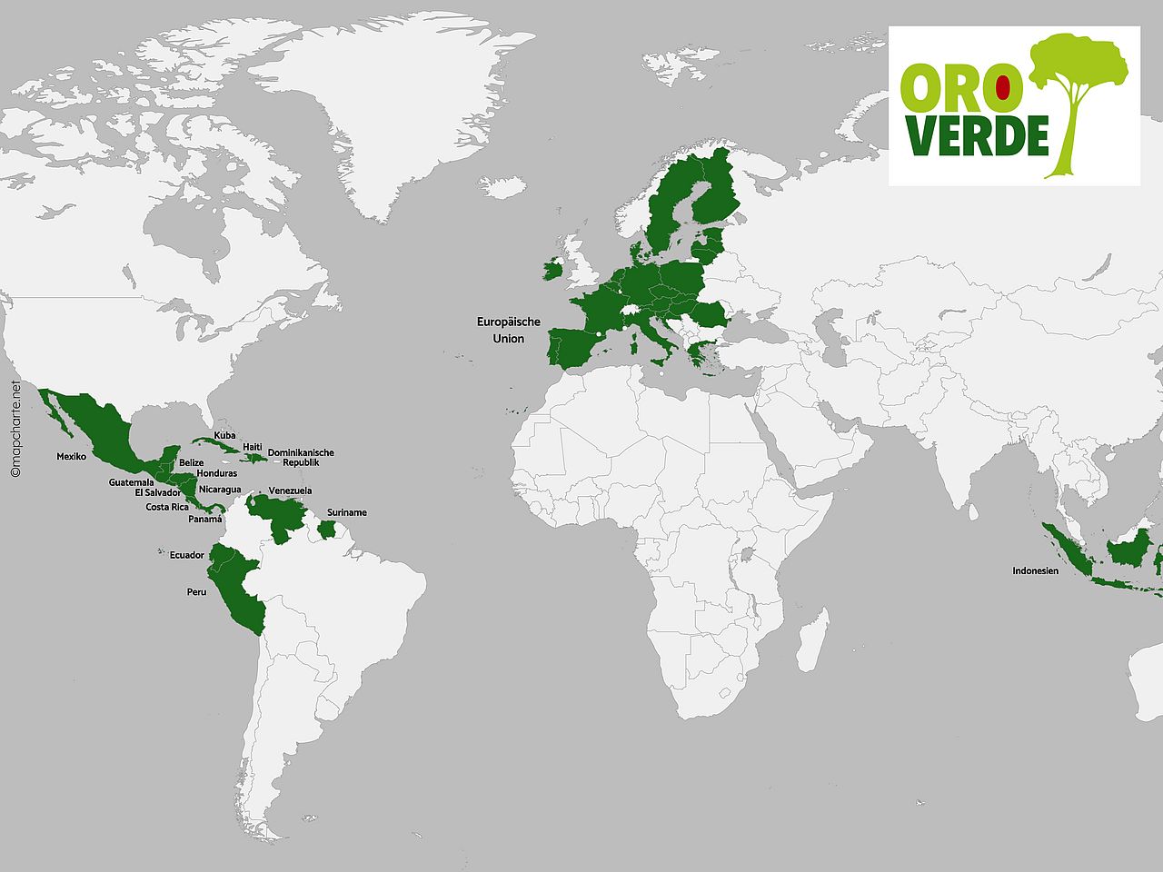 Übersicht über die OroVerde-Projektgebiete