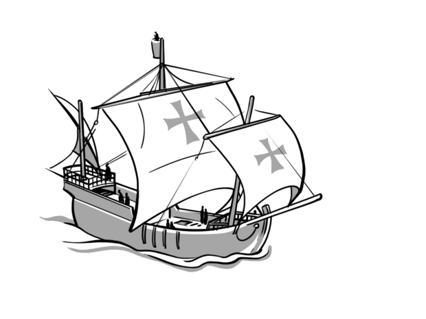 Auf einem Schiff wie diesem überquerte Christopher Columbus 1492 den Atlantik. Quelle: Özi's Comix Studio
