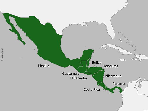 Projektländer in Mesoamerika - erstellt mit  ©mapchart.net