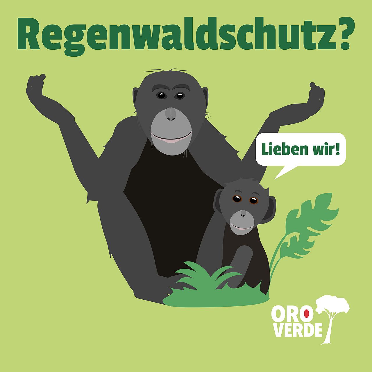Bonobo-Sticker ohne QR-Code Bonobo-Tier-Sticker für den Tropenwaldschutz